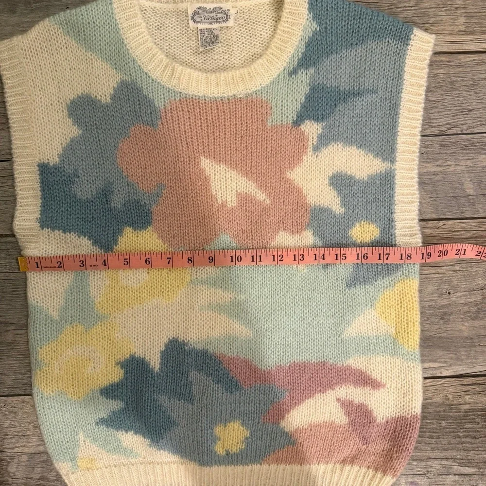 The Villager Floral Knit Sleeveless Sweater Vest Women's Size L